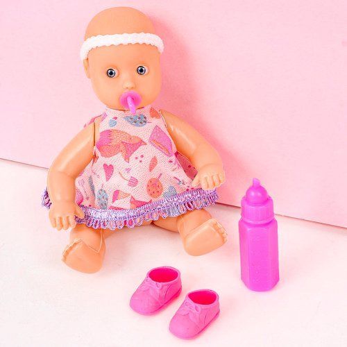 Boneca Infantil Com 3 Acessórios Juju Baby 14 Cm