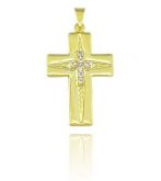 Pingente crucifixo folheado a ouro c/ pedras de strass