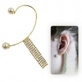 Brinco Ear Cuff folheado a ouro com pérolas e strass